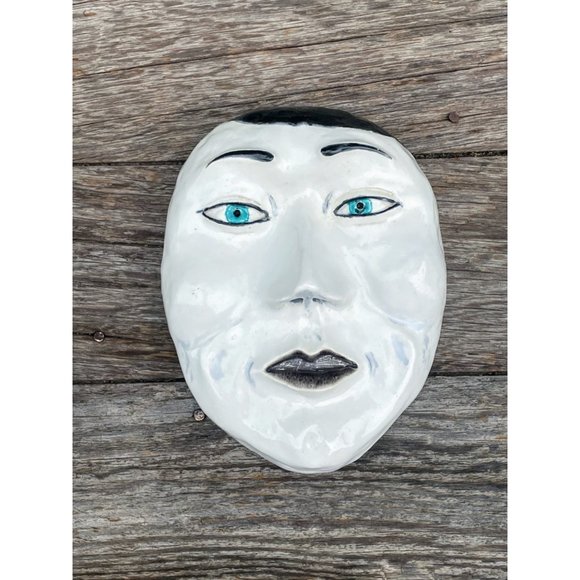 Vintage Asian Japanese Plaster Face Mask Wall Decor - Picture 11 of 11